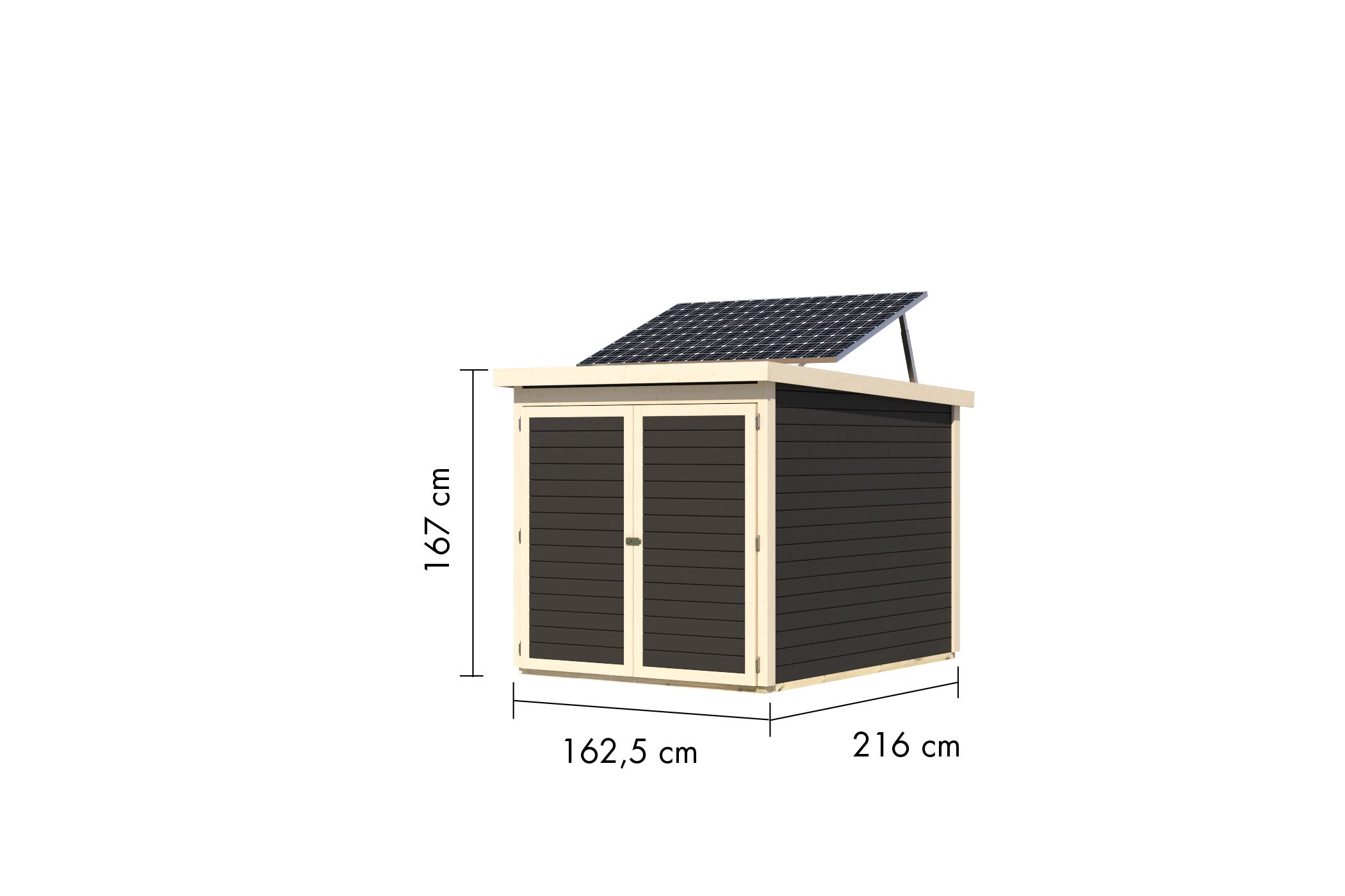 Fahrradgarage 3 terragrau mit Solaranlage / Lagerabverkauf