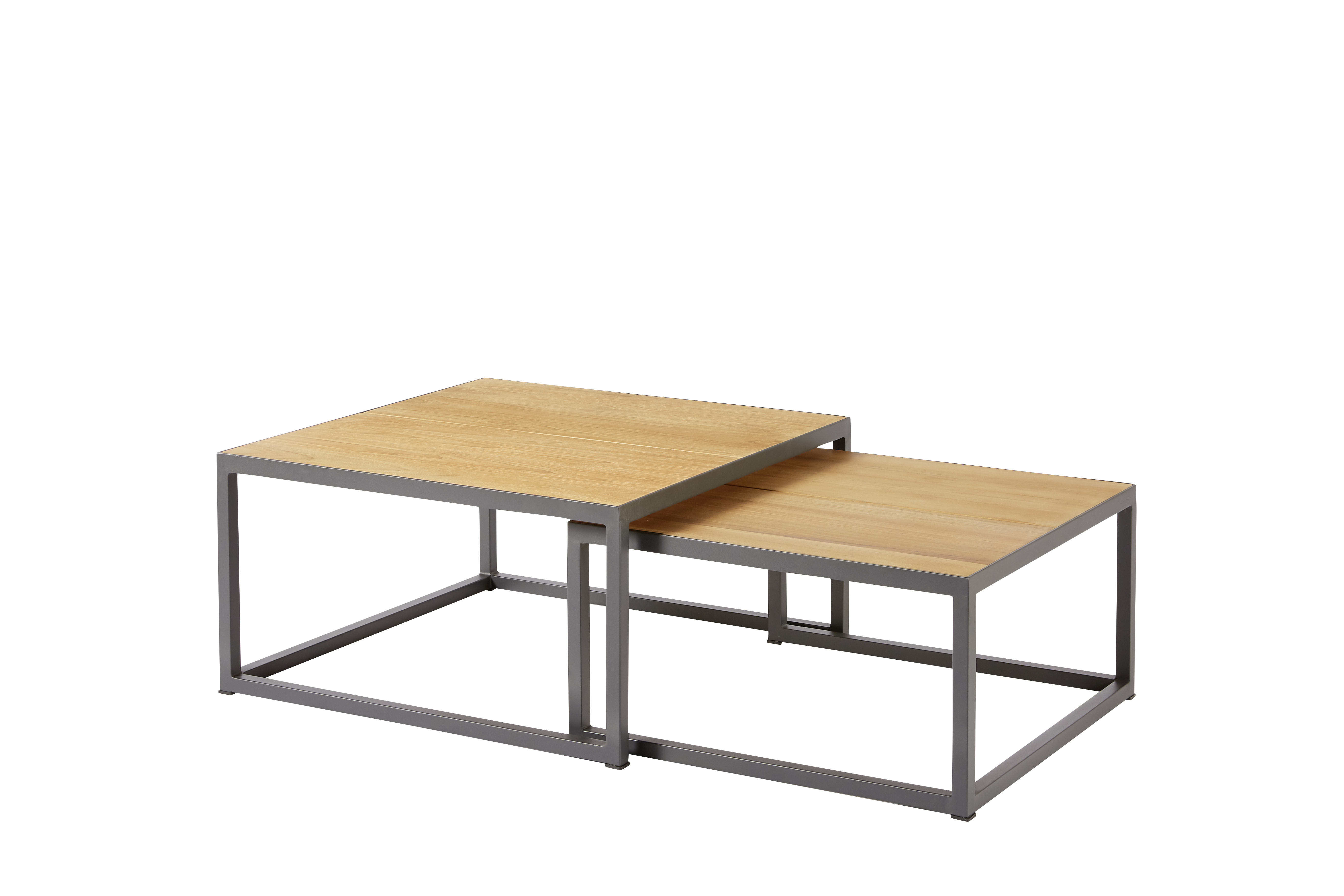 Diamond Garden Loungetisch Beistelltisch Nested "eckig" 2er Set Premium Teak