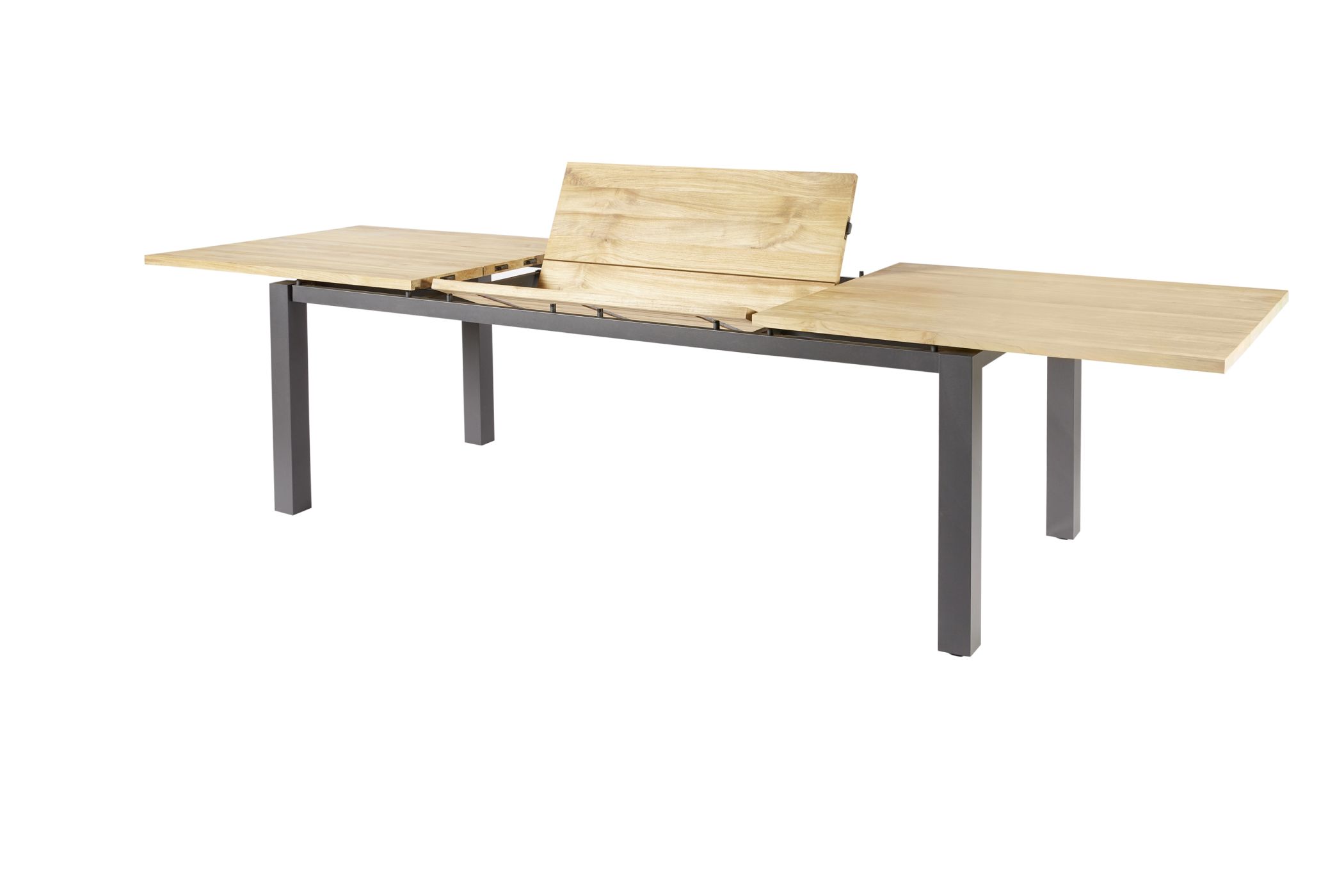 Diamond Garden Ausziehtisch Porto Edelstahl Dunkelgrau / Recycled Teak