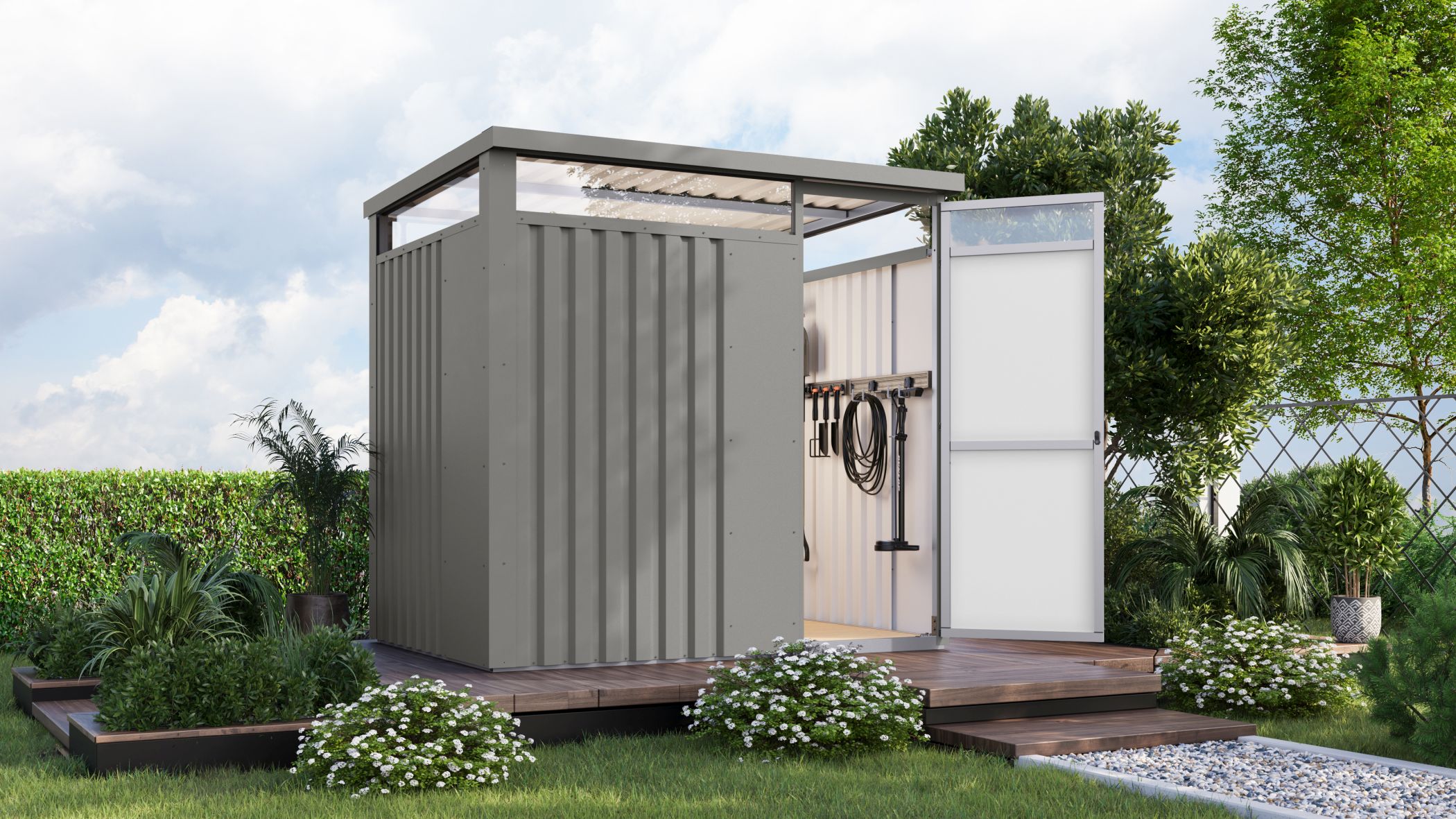 Metallhaus Østen 1,5 graualuminium / Lagerabverkauf