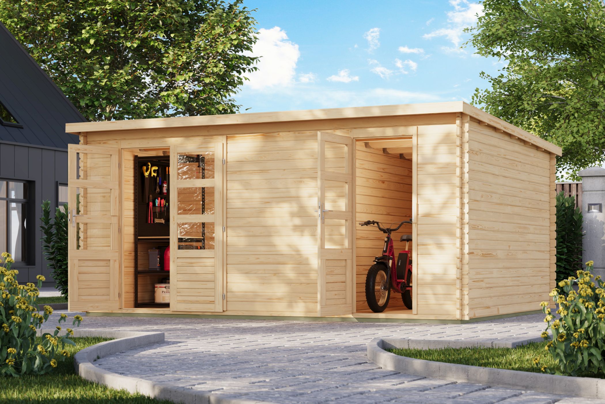 Drinnen, Innenarchitektur, Garage, E-Scooter, Holz