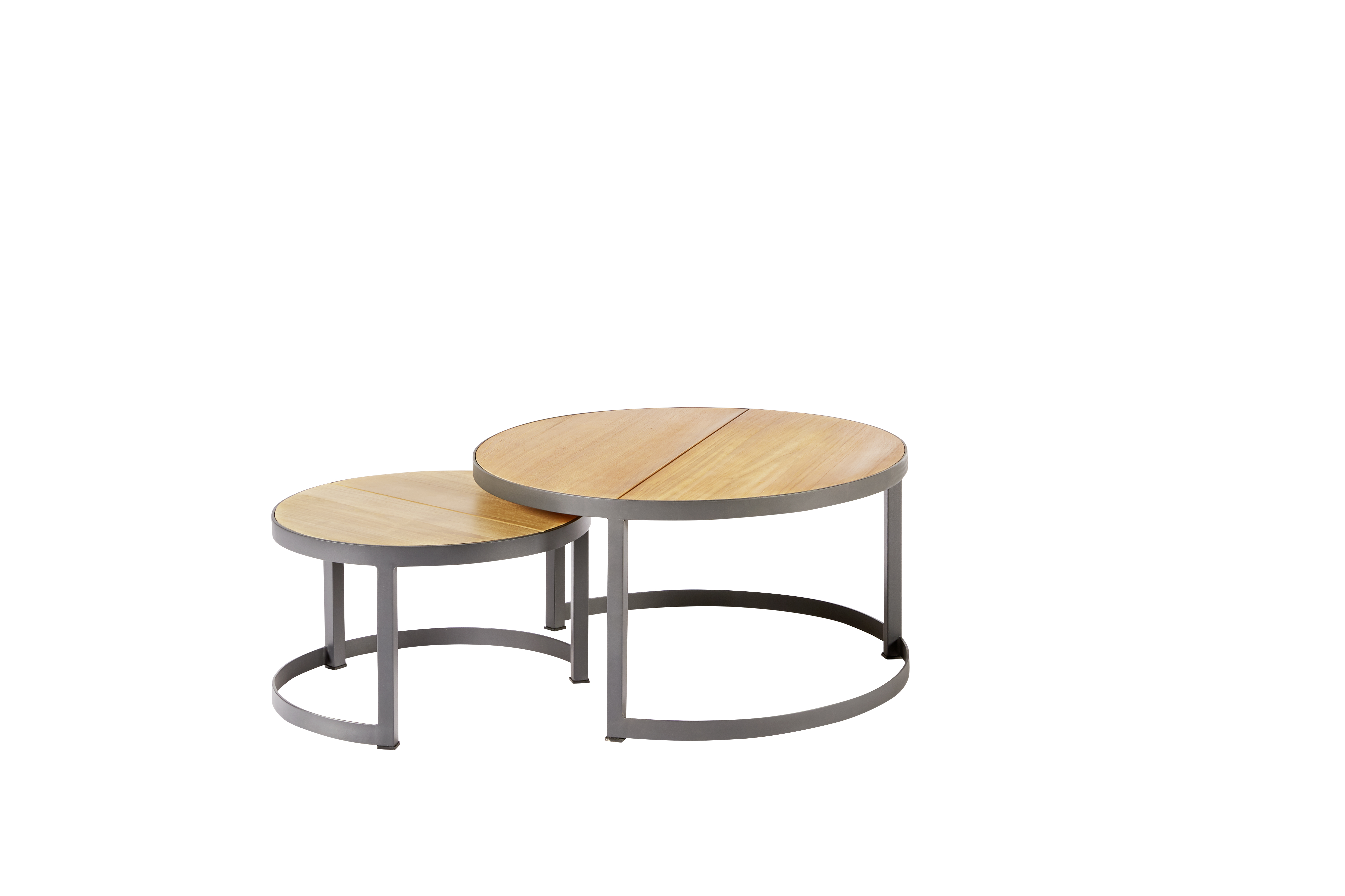 Diamond Garden Loungetisch Beistelltisch Nested "rund" 2er Set Premium Teak