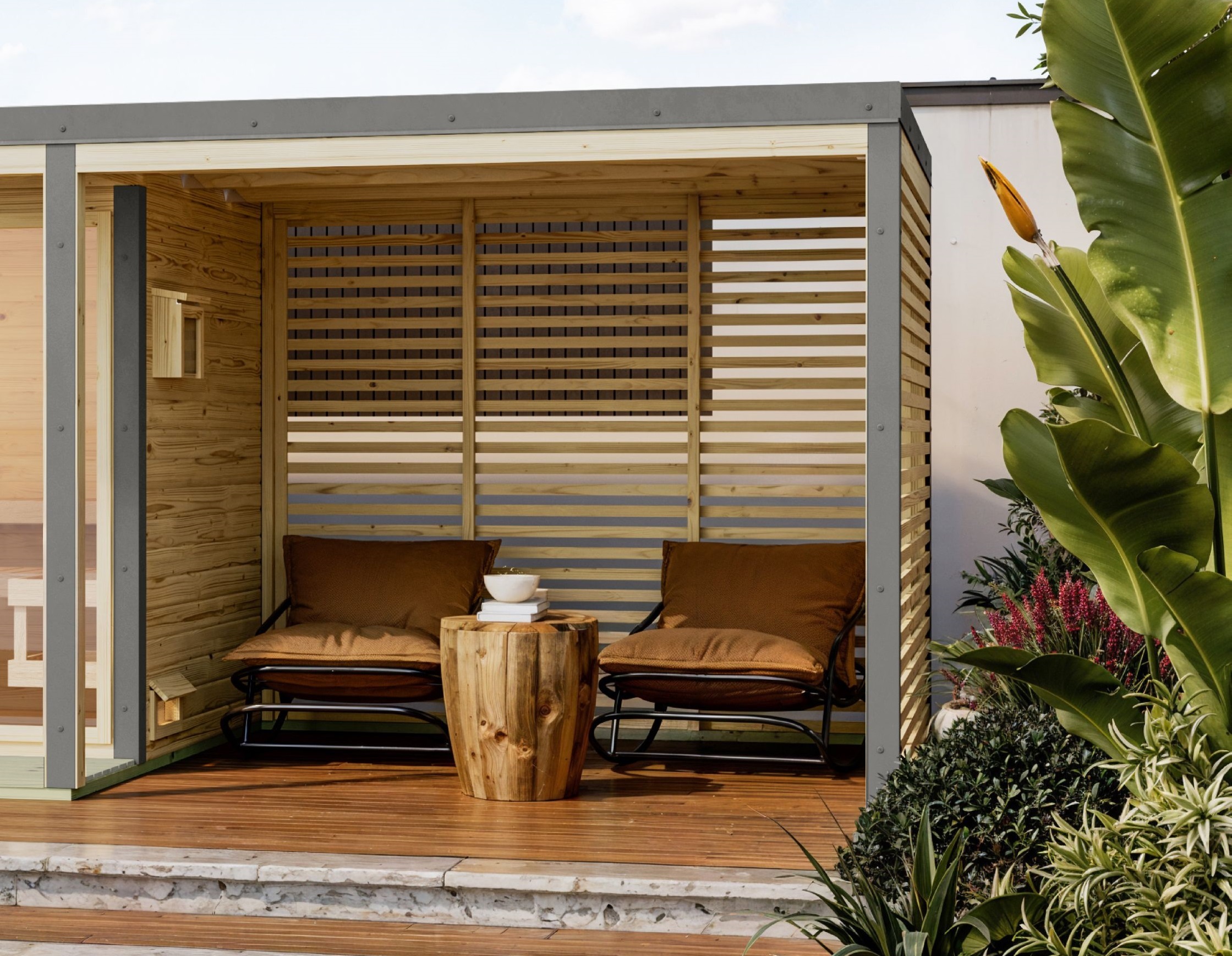 Anbaudach Ares inkl. Lamellenwände