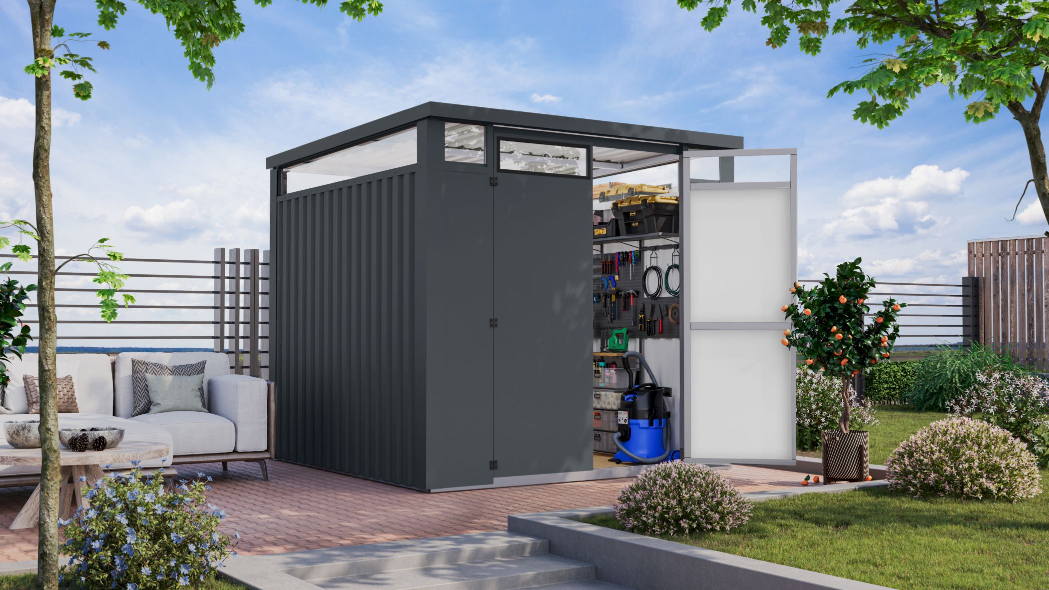 Metallhaus Østen 2 anthrazit / Lagerabverkauf