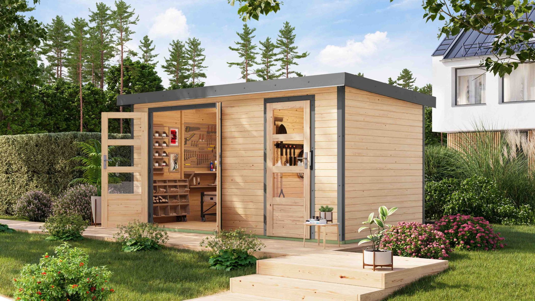 Gartenhaus Holz & Metall Merkur