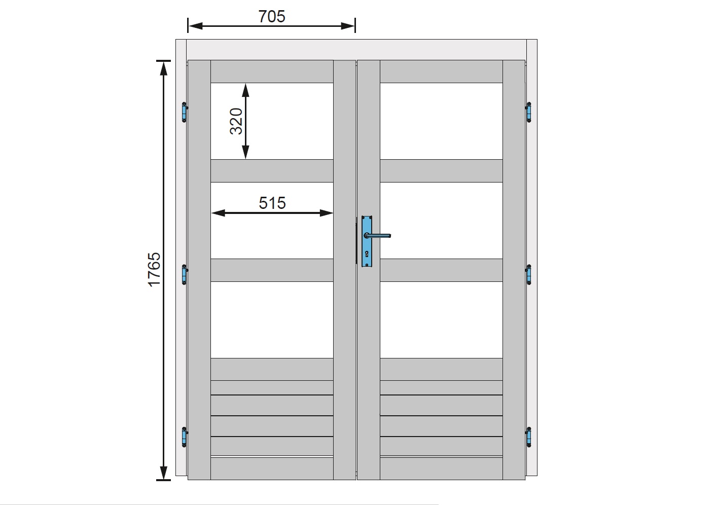 Doppelflügeltür Gartenhaustür 28mm elfenbeinweis / Lagerabverkauf