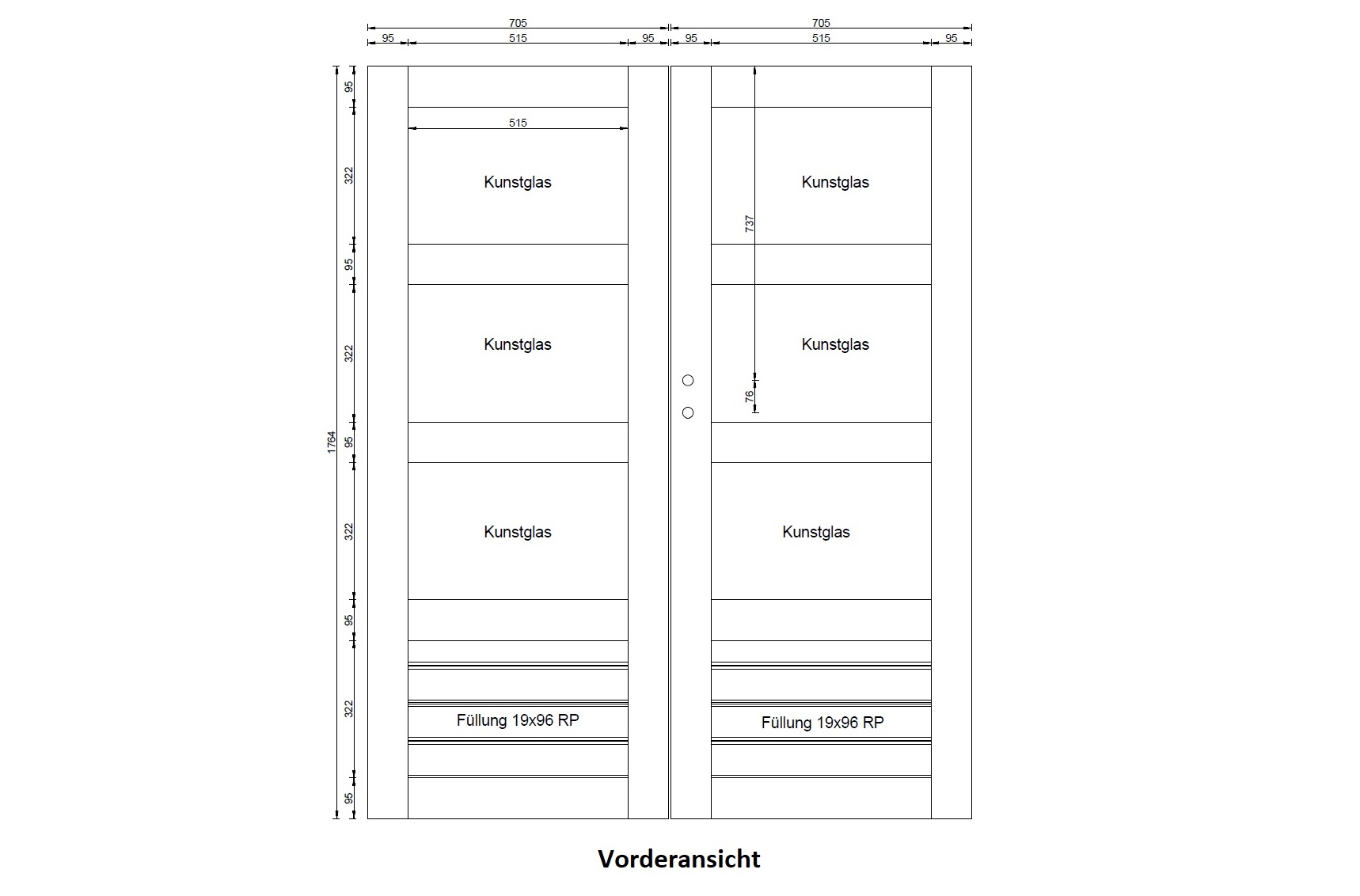 Doppelflügeltür Gartenhaustür 28mm elfenbeinweis / Lagerabverkauf