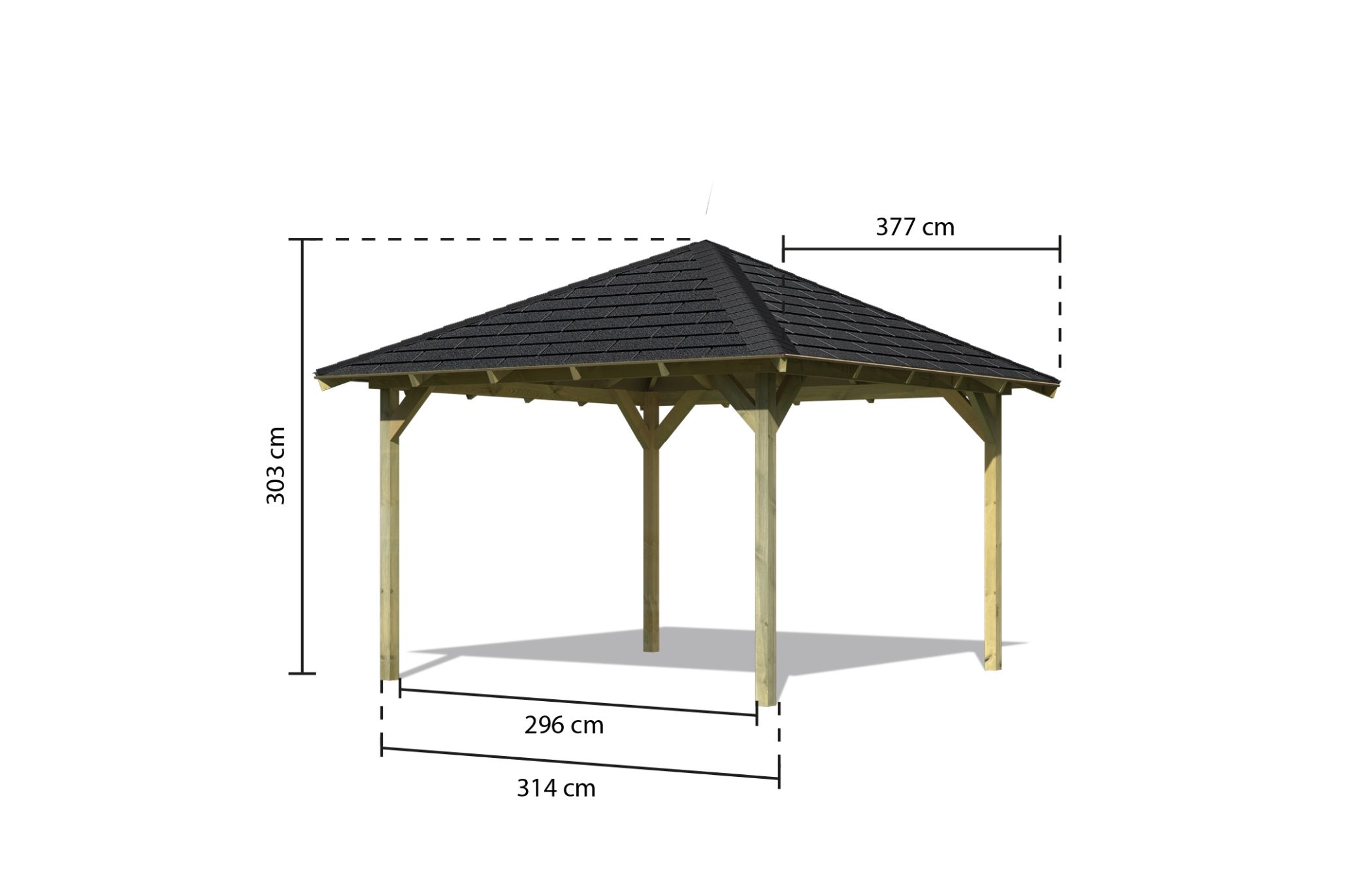 Pavillon Granada mit Dachschindeln Rechteck schwarz / Lagerabverkauf