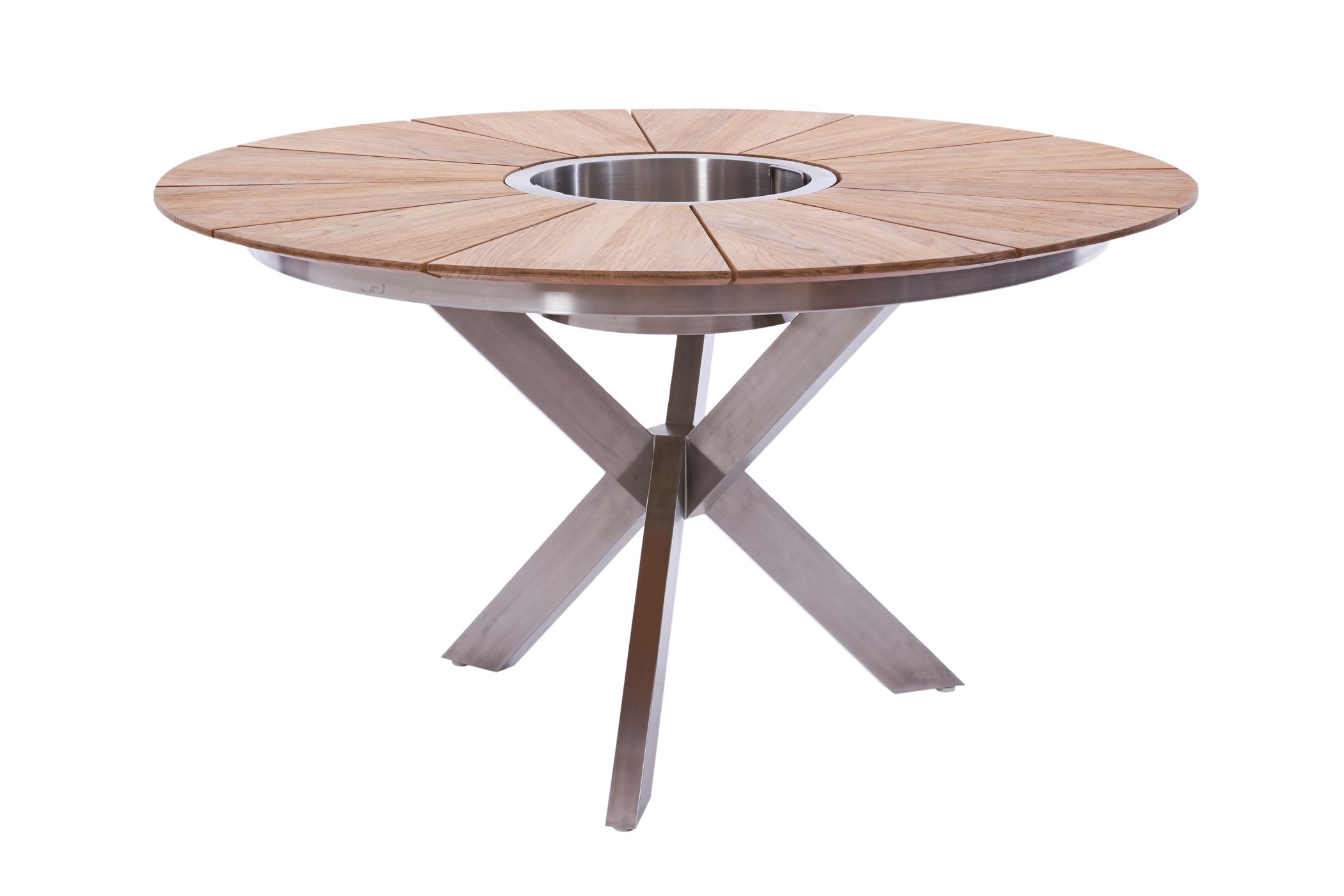 Diamond Garden Tisch Lyon Ø 140 cm Edelstahl / Teak